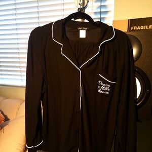 Black Pajama Set with White Trim